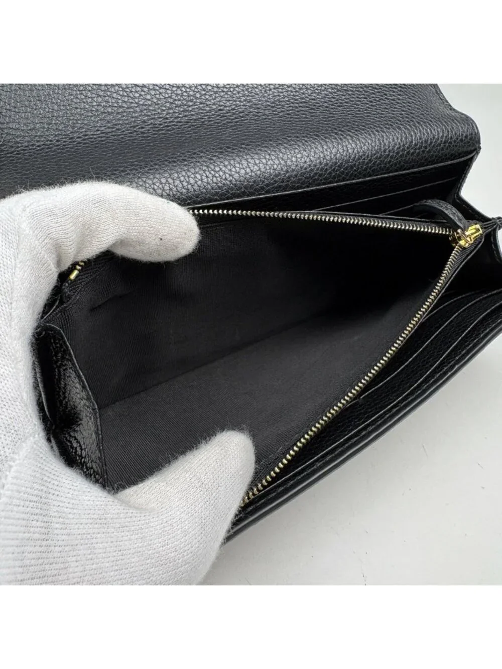 Gucci Double Bicolor Continental Wallet GG Pattern Beige Black - Picture 4 of 6